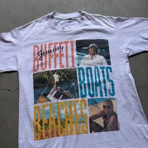 Vintage 1992 Jimmy Buffett Bars & Ballads Tour T-Shirt White Large Single Stitch